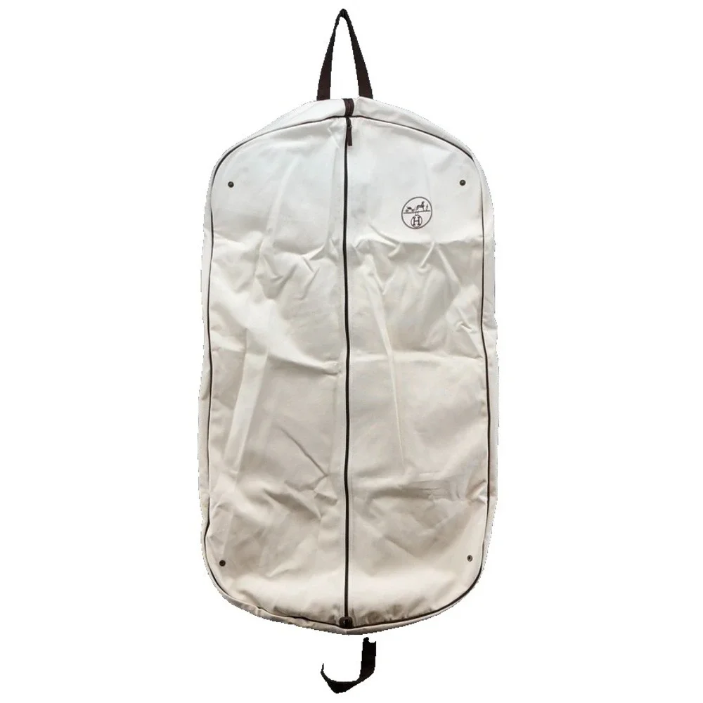Hermes Canvas Garment Bag Medium White Foldable Zipper Travel Storage 42x24